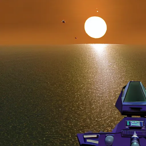 Image similar to high quality photo of star fox looking out at the ocean at sunset realism 8k award winning photo