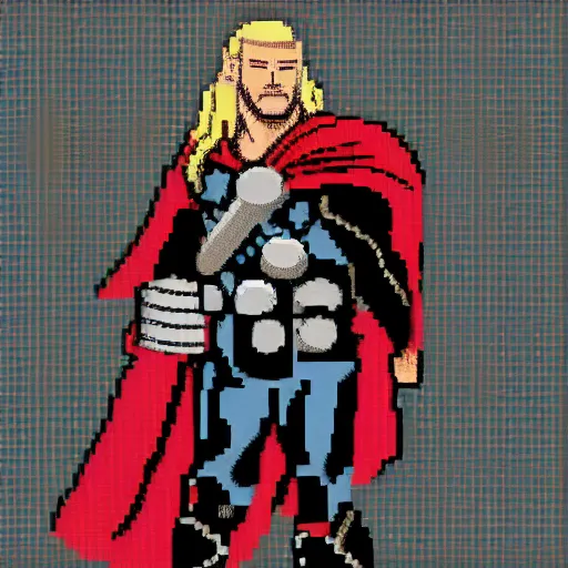 Prompt: Thor from Marvel Comics, Pixel Art