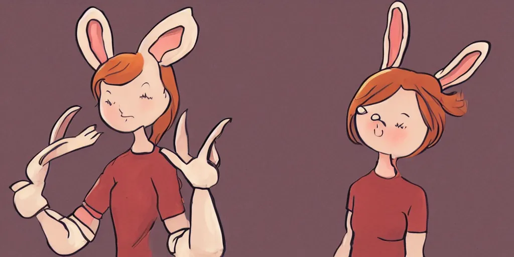 Image similar to women, ginger, cartoon, sweatshirt, concept art, concept art, bunny ears,