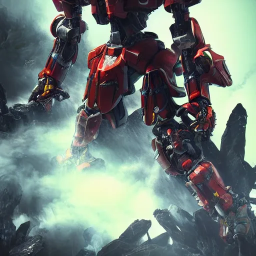 Image similar to samurai mecha, full body mecha suit, epic urban battle, Murata Yasushi Nirasawa Style, beautiful aesthetic, photorealistic, volumetric lighting, hyperrealistic, octane render, HDR, Production IG Studios Anime Style