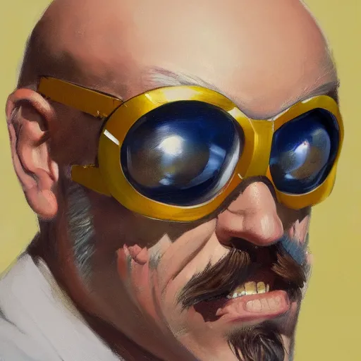 Image similar to greg manchess portrait of doctor ivo robotnik in disco elysium, fantasy, medium shot, asymmetrical, profile picture, organic painting, sunny day, matte painting, bold shapes, hard edges, street art, trending on artstation, by huang guangjian and gil elvgren and sachin teng