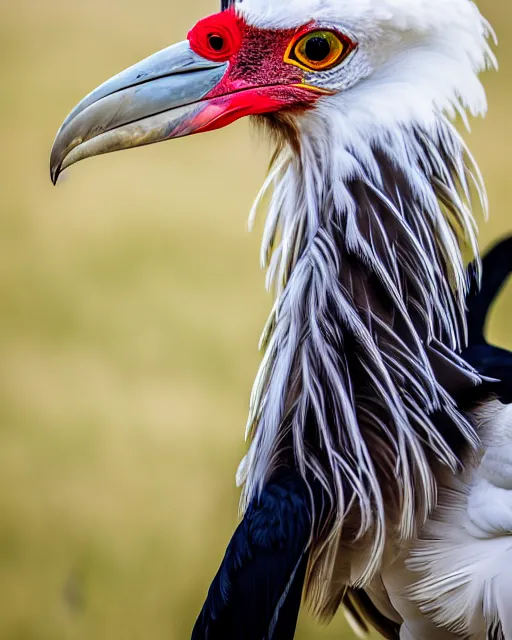 Image similar to closeup picture of secretary bird in savannah, captured on iphone, dlsr, photography