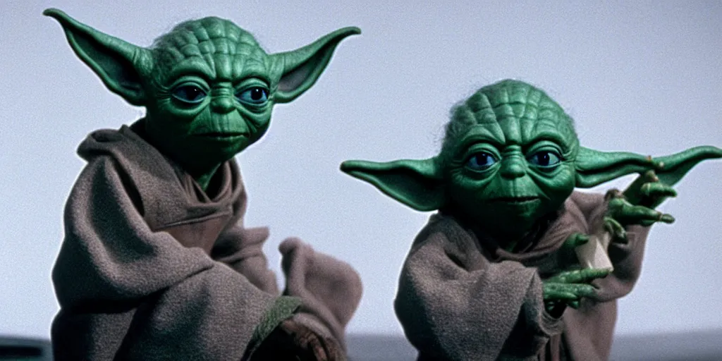 Image similar to yoda puppet from 1 9 8 0, empire strikes back, uhd, movie still, 4 k, dagobah