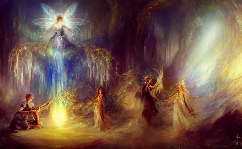 Image similar to the fairy rebellion. by artstation trending, by joseph mallord william turner, luis royo, konstantin razumov, cinematic lighting, fractal flame, highly detailed