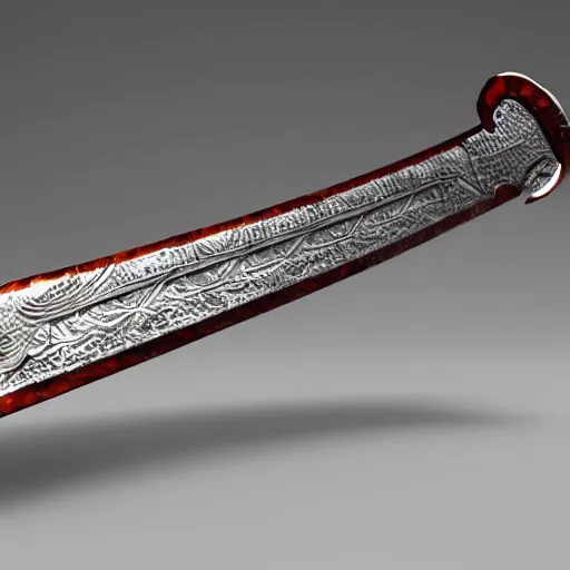 Prompt: A 3D render of a sword made of jelly, unreal engine, vray, digital art