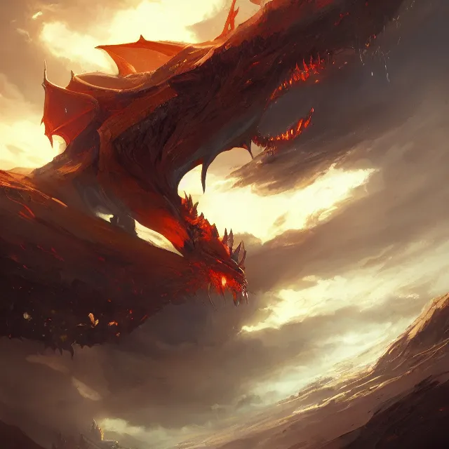 Image similar to a painting of a solar dragon by greg rutkowski, dark fantasy art, high detail, trending on artstation