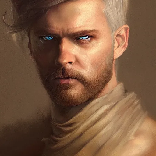 Image similar to a detailed matte head - on portrait painting of an middle - aged nobleman with golden eyes and short well kept hair, by charlie bowater, lise deharme, wlop, tending on arstation, dungeons and dragon, dnd, pathfinder, fanart, oil on canvas