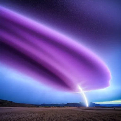 Image similar to amazing photo of a purple tornado in the sky by marc adamus, beautiful dramatic lighting