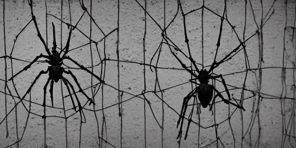 Image similar to bw polaroid sculpture of a huge iron spider in the fence of the hermitage in st. petersburg grain light glare