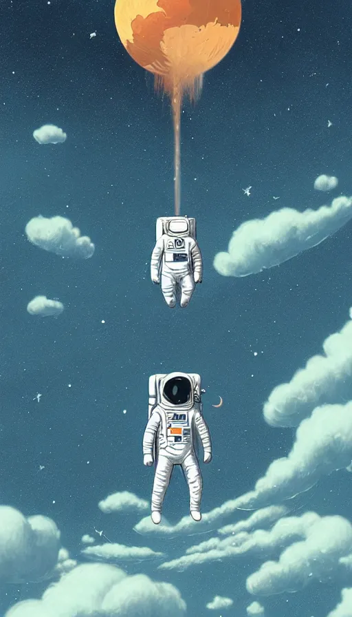 Image similar to the end of the universe, astronaut floating in the sky, highly detailed, digital painting, refreshing, trending on artstation, unreal engine, illustration by james jean