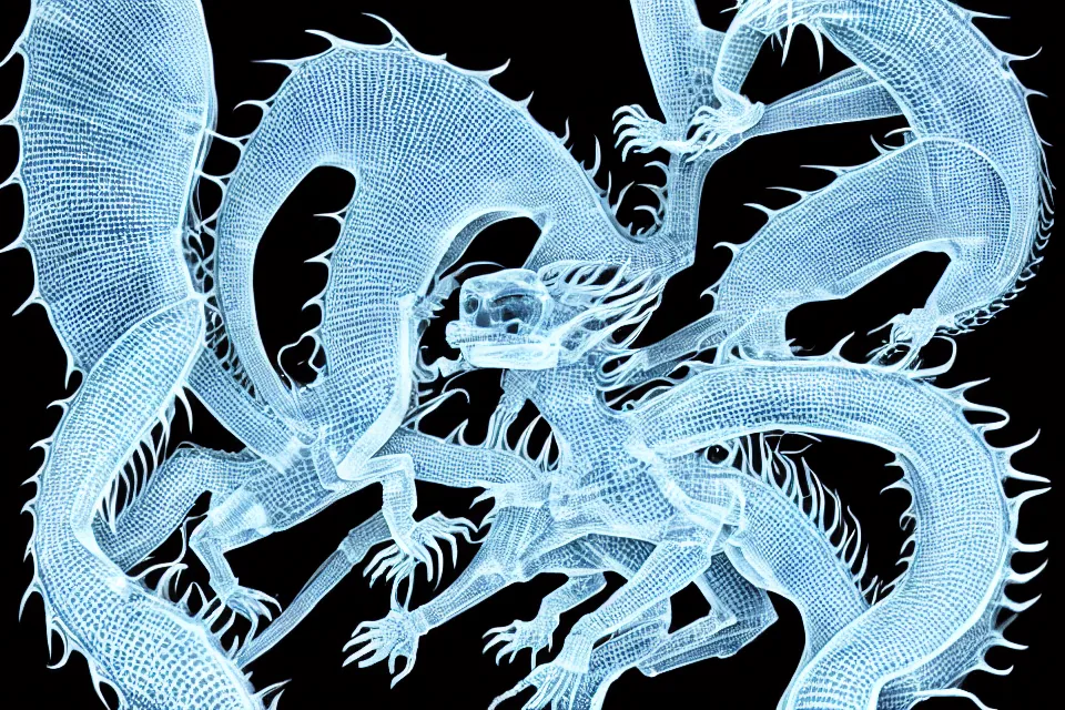 Prompt: x - ray photos of dragons.