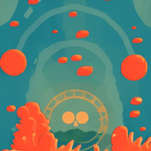 Prompt: a phone background of a sea port in the style of night in the woods the video game with lots of coral and fish and crabs on a bright sunny day