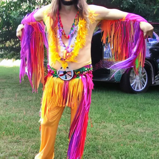 Image similar to party animal with a hippie custume