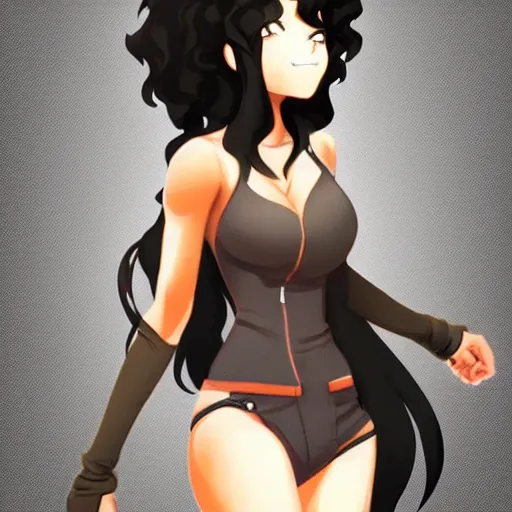 Prompt: A brown skinned woman with black curly hair as an anime character, artstation, highlt detailed