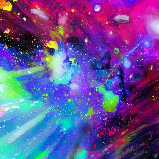 Image similar to galaxy paint splatter, artstation