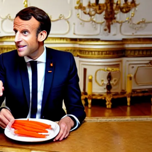 Image similar to « emmanuel macron, eating carrots »