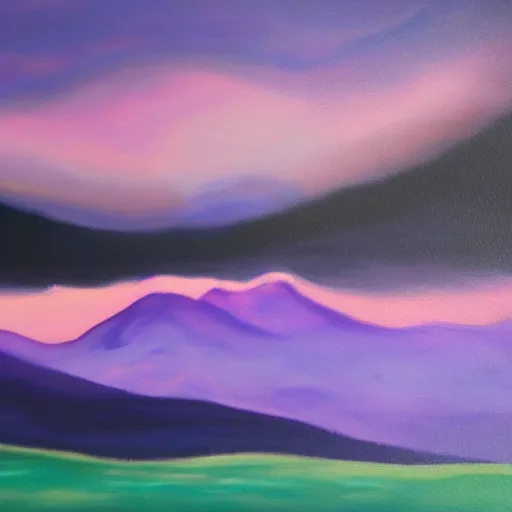 Image similar to purple mountains under night sky, oil painting by Frindly McSporge