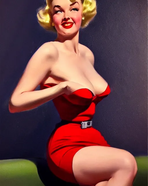 Image similar to a 1 9 5 0 s pin up by art frahm, realistic, detailed, artstation