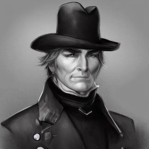 Image similar to a clean shaven confederate general with puffy black sideburns and a square face, an english man, dnd character art, painting by artgerm and ed binkley