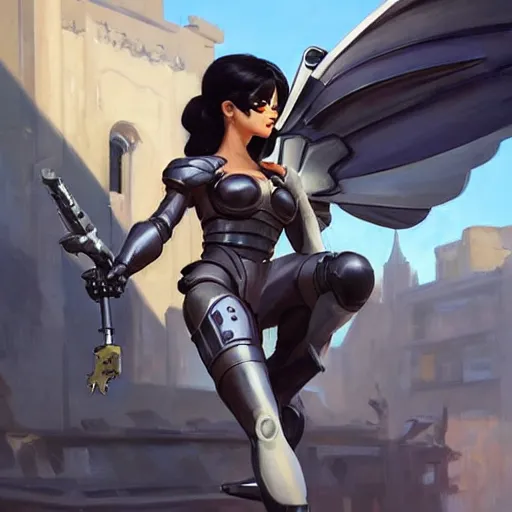 Image similar to greg manchess portrait painting of partially armored battle angel alita as overwatch character, medium shot, asymmetrical, profile picture, organic painting, sunny day, matte painting, bold shapes, hard edges, street art, trending on artstation, by huang guangjian, gil elvgren, ruan jia, greg rutkowski, gaston bussiere