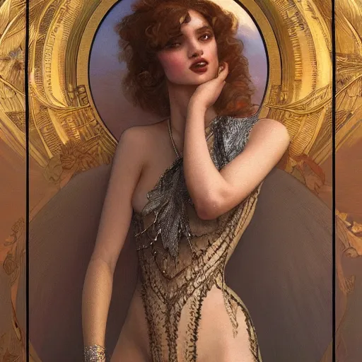 Image similar to ultra realistic illustration, 1 9 2 0 s bella thorne wearing, intricate, elegant, highly detailed, digital painting, artstation, concept art, smooth, sharp focus, illustration, art by artgerm and greg rutkowski and alphonse mucha