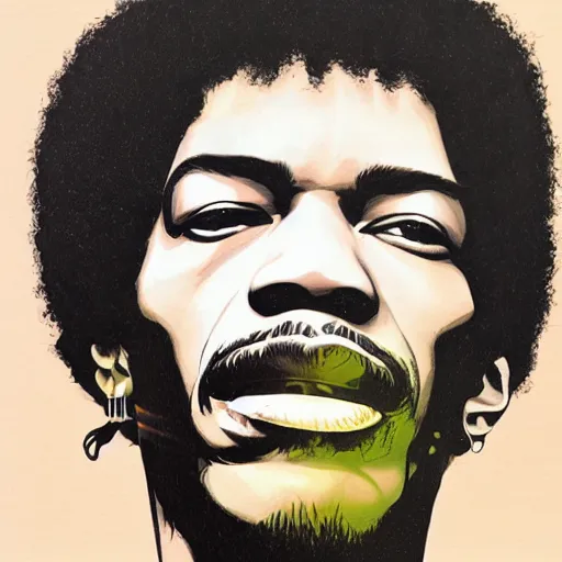 Image similar to portrait of jimi hendrix by sachin teng