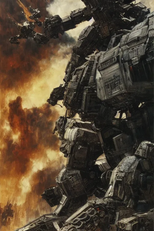 Prompt: Movie poster of Armored Core 2, Highly Detailed, Dramatic, A master piece of storytelling, by frank frazetta, ilya repin, 8k, hd, high resolution print