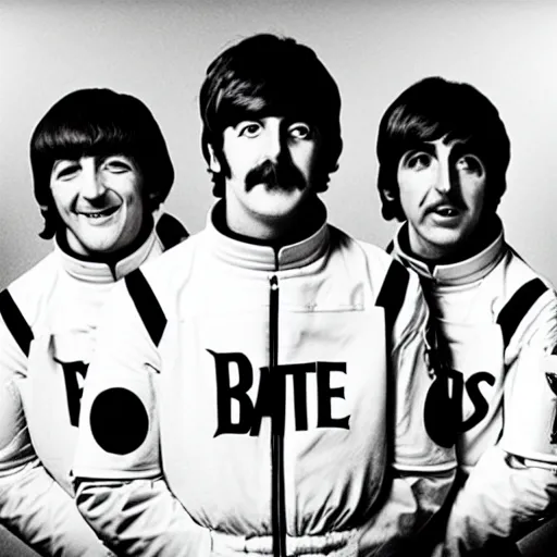 Prompt: the beatles as astronauts, black and white photo, high quality, epic, cinematic, heroes