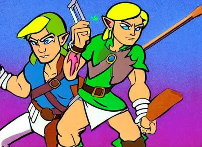 Image similar to 1 9 8 0 s legend of zelda cartoon by filmation in the style of he - man.