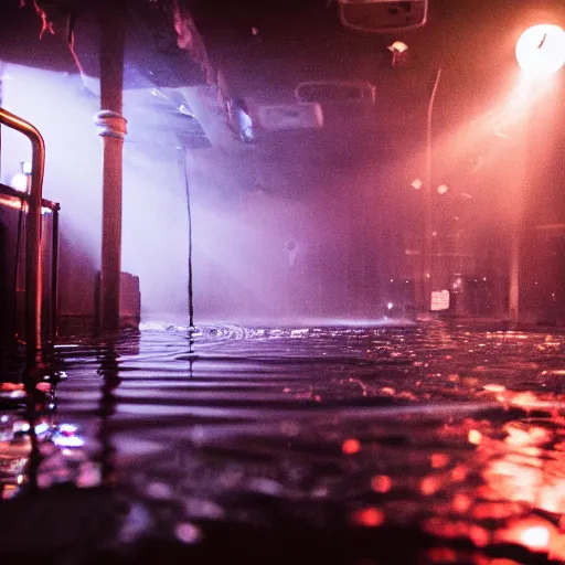 Image similar to empty nightclub dark night water mess