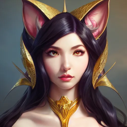 Image similar to perfectly - centered - portrait of ahri from league of legends, intricate, highly detailed, digital painting, artstation, concept art, smooth, sharp focus, illustration, unreal engine 5, 8 k, art by artgerm and greg rutkowski and alphonse mucha