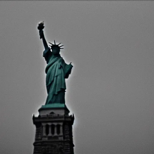 Prompt: a photo of the statue of liberty in the soviet union : : communist russia, cloudy day, moody photo