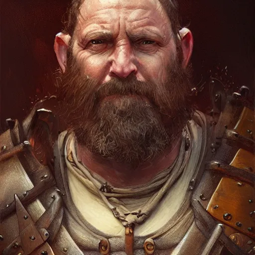 Image similar to the sad blacksmith as a realistic fantasy d & d character, closeup portrait art by donato giancola and greg rutkowski, realistic face, digital art, trending on artstation