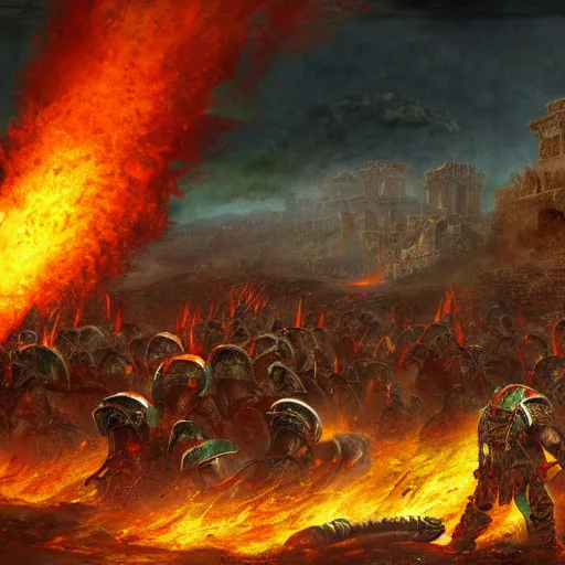 Prompt: the last day of pompeii in warhammer 4 0 k style, by john frederick kensett, digital art, 4 k, high detailed