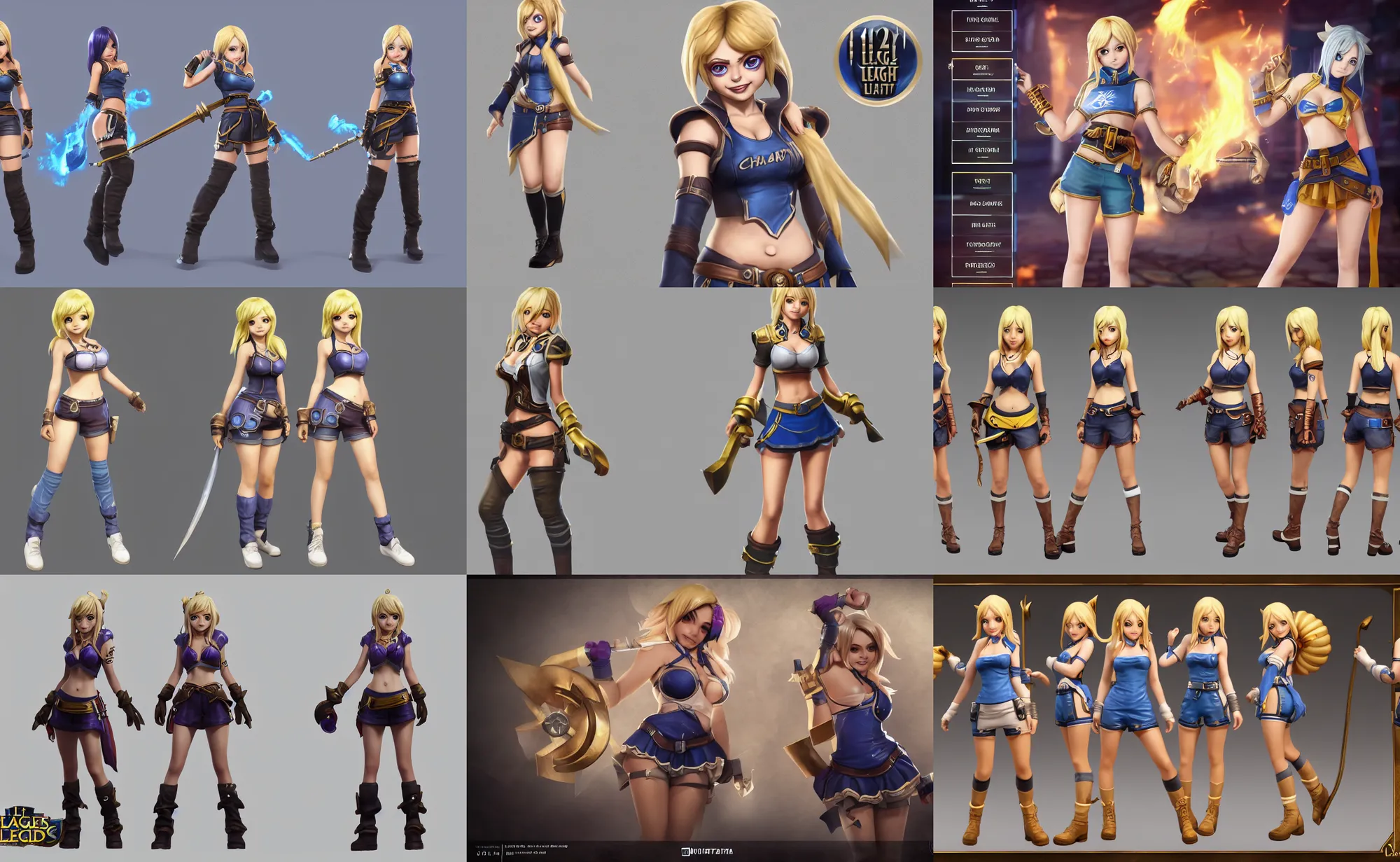 Prompt: character sheet of lucy heartfilia as a League of Legends champion, trending on artstation, 3d render, 8k resolution, octane render