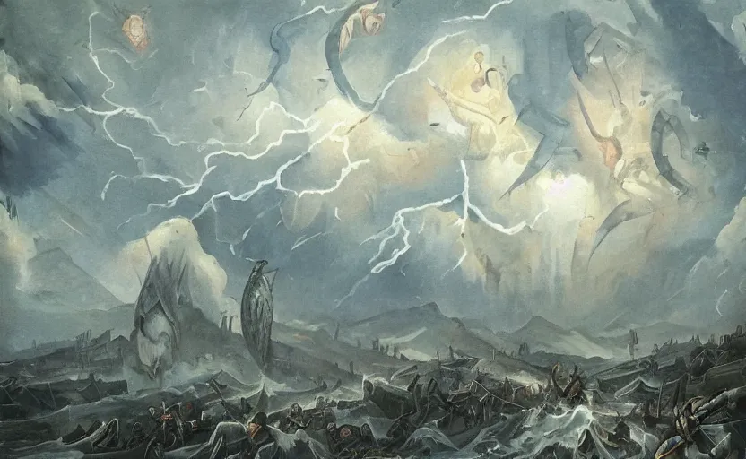 Image similar to apocalypse old painting style