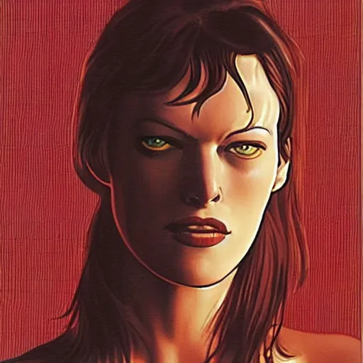 Image similar to “ milla jovovich retro minimalist portrait by jean giraud, moebius starwatcher comic, 8 k ”