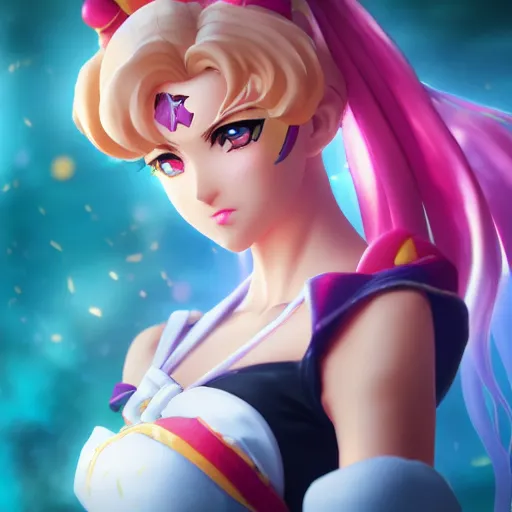 Prompt: beautiful render of Sailor moon (league of legends), 3d, octane render, realistic, highly detailed, trending on Artstation and Safebooru