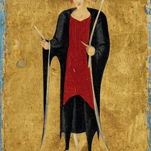 Image similar to vampire, medieval painting