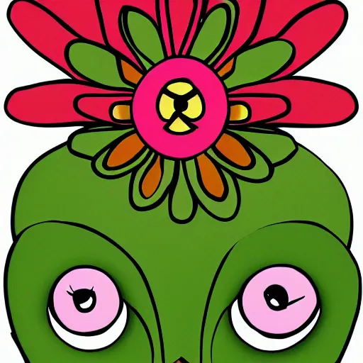 Prompt: flower monster head, detailed, cartoon illustration