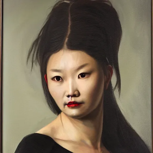 Image similar to jakie chan portrait in medusa by caravaggio style painting oil