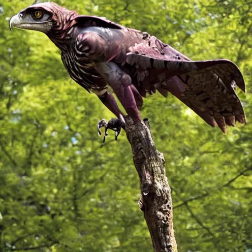 Prompt: photograph of a raptor in new york city