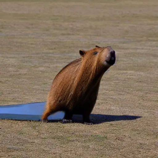 Image similar to capybara flying a plane