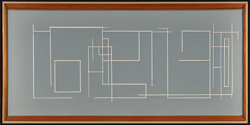 Image similar to blueprint of a clock, josef albers, brushstrokes, white lines, oil painting