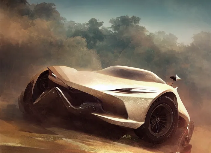 Image similar to a beautiful concept design of a supercar converted into offroad sport. car design by cory loftis, fenghua zhong, ryohei hase, ismail inceoglu and ruan jia. volumetric light, detailed, rendered in octane