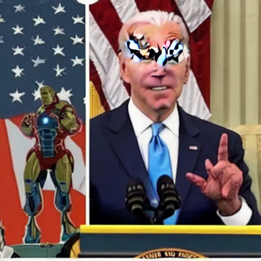 Image similar to joe biden becoming iron man