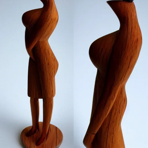 Prompt: wooden woman figurine, curvy, artistic, hand carved, lovely, beautiful