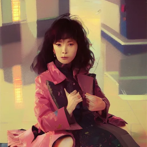 Image similar to Akina nakamori japanese idol 1983, very very detailed artwork by Sergey Kolesov, art station