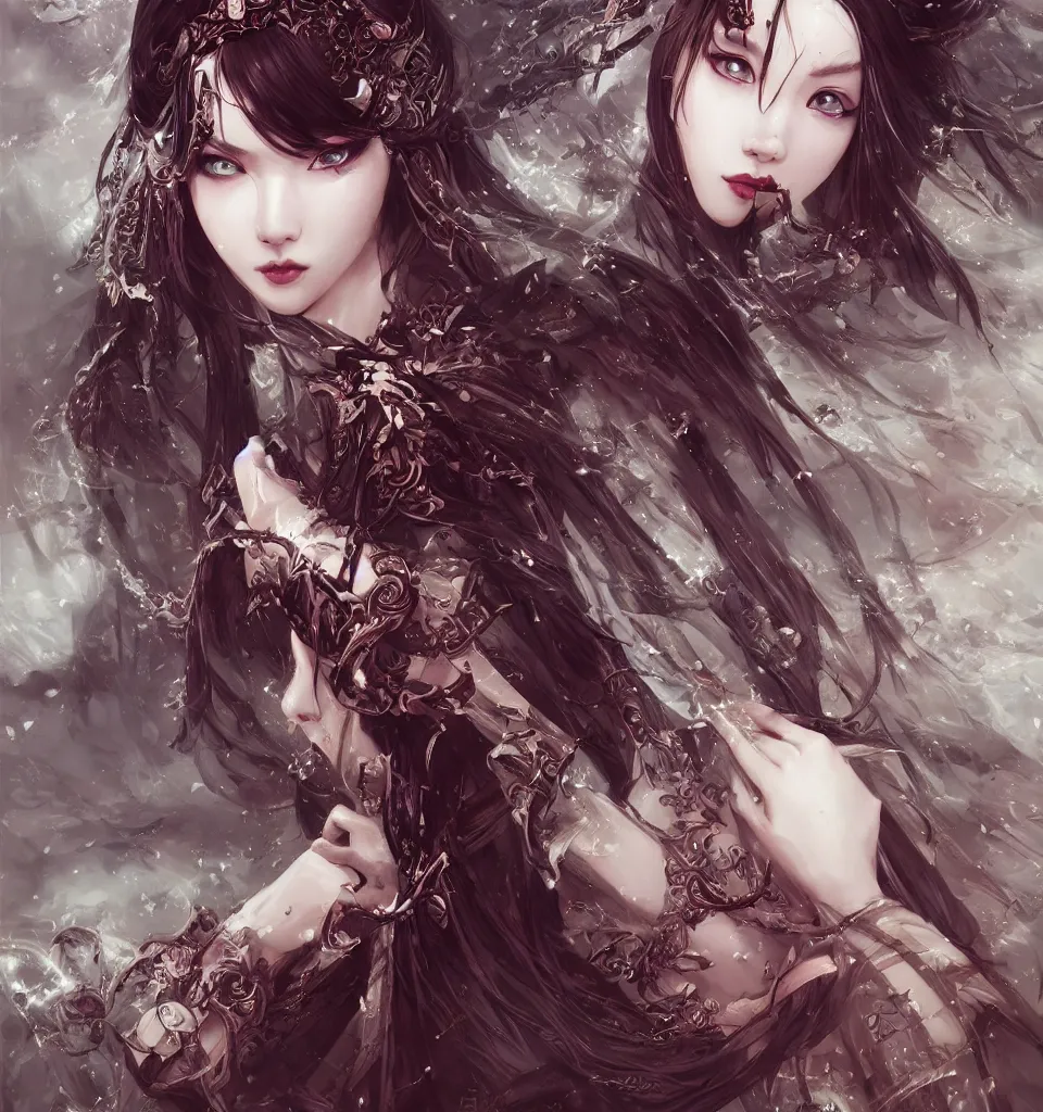 Image similar to a beautiful woman, wuxia, artgerm, elegant, concept art, gothic cathedral ， highly detailed, artstation, behance, deviantart, by wlop, ayami kojima, trending ，