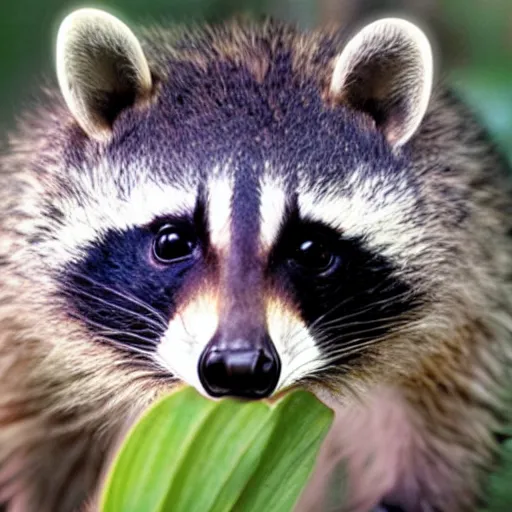 Image similar to face of a triceratops raccoon hybrid